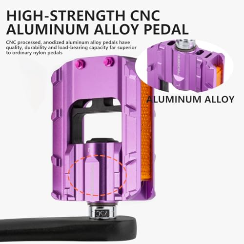 Folding Bike Pedals, All Aluminum Alloy Non-Slip Bike Pedals - color: Purple