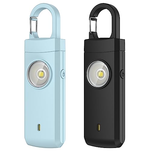 Rechargeable Personal Alarm for Women - 2 Pack Christmas Birthday Gifts for Women, Daughter, College Student, Teen Girl, Night Workers, Elders, Kids, Siren Alarm, USB Charging, Aqua&Black - color: Aqua&Black