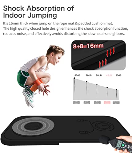 Jump Rope Mat Shockproof Exercise Skipping Mat All-Purpose Extra Thick High Density Anti-Tear Exercise Yoga Mat, Non Slip for Indoor and Outdoor - color: Black