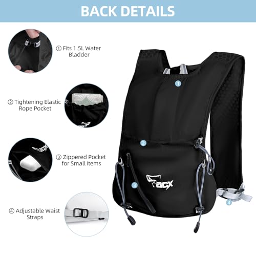 Hydration Backpack for Women Men, Lightweight Running Vest with 1.5L Water Bladder, Breathable Water Backpack for Hiking Running Cycling Climbing-White/Black - style: Black