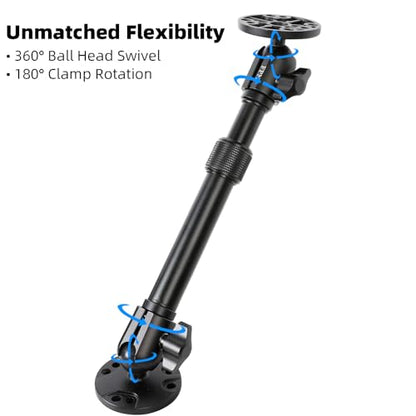 All-Aluminum Extension Double Socket Arm, Adjustable Telescopic Mounting Arm 8.6 to 11.3 Inch, Compatible with RAM B Size Mounts and Other Industry Standard 1" / 25mm Ball Component - size: 8.6 to 11.3"