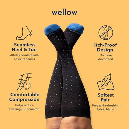 Socks by Wellow - color: Black Cobalt Dot, size: Large