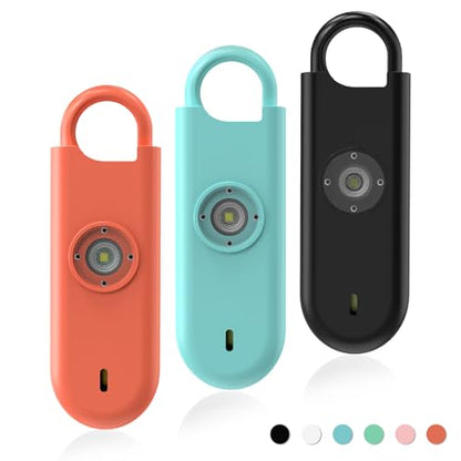 Fauxomor 140dB Personal Safety Alarm for Women 3pack Self Defense Keychain - color: Orange+Blue+Black