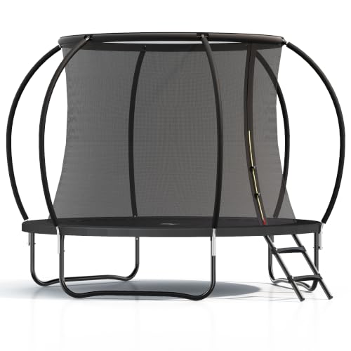 8FT 10 FT 12FT 14FT 16FT Trampolines Outdoor with Enclosure Net and Ladder - color: Black, size: 8 FT