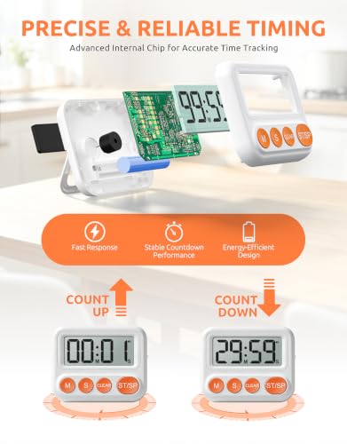 Digital Kitchen Timer, Magnetic Countdown Timer with Large LCD Display