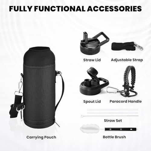 RAYMYLO Insulated Water Bottle 40 oz, Triple Wall Vacuum Stainless Steel - color: Dark Gray, size: 40 Ounces