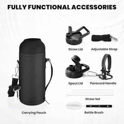 RAYMYLO Insulated Water Bottle 40 oz, Triple Wall Vacuum Stainless Steel - color: Dark Gray, size: 40 Ounces