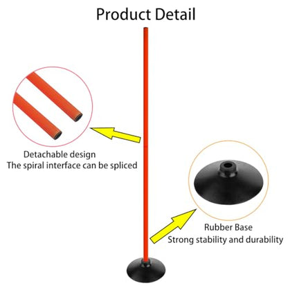 Orange Soccer Agility Poles Set Detachable Sports Trainning Speed Pole Slalom Poles with Rubber Base Sport Traning Equipment - color: Pack of 12, style: 4.9 FT