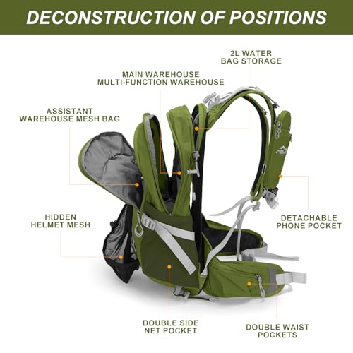 IX INOXTO 20L Hydration Backpack, Waterproof Hiking Internal Frame Backpacks with 2L Hydration Water Bladder and Rain Cover for Men, Lightweight Travel Daypack for Cycling,Camping,Ski (dark green) - color: Dark Green