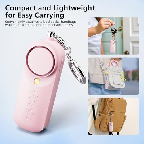 Self Defense Siren with Strobe Light & Extra Loud 130 dB Safety Keychain - color: Pink