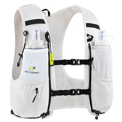 N NEVO RHINO Running Vest, Hyration Vest with 2 Pcs 500ML Soft Flasks - color: White, size: Large