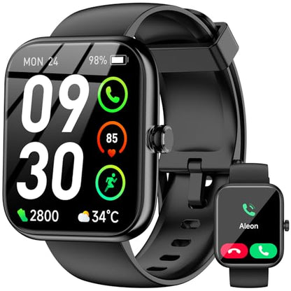 Smart Watch with Alexa Built-in, 1.83" HD Touchscreen Fitness Tracker, Bluetooth Notifications, IP68 Waterproof, 120+ Sport Modes, 24/7 Heart Rate & Sleep Monitor for iPhone Android iOS (Black) - color: Black