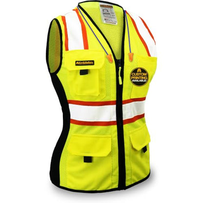KwikSafety FIRST LADY Safety Vest for Women Class 2 ANSI OSHA Hi Vis Vest - color: Yellow, size: XX-Large