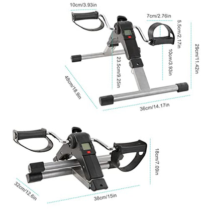 Foldable Exercise Bike Pedal Fitness Exerciser Cycle Bike w/LCD Display Mini Pedal Exerciser for Leg Arm Physical Therapy Home Office Gym