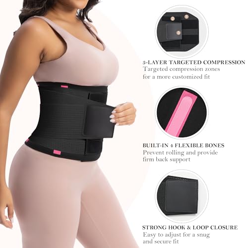 YIANNA Waist Trainer Sauna Sweat Waist Cincher Tummy Control Body Shaper - color: Rose, size: Medium