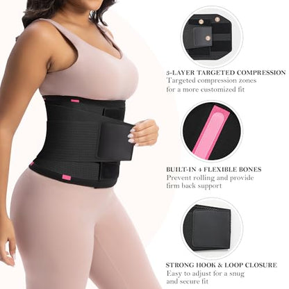 YIANNA Waist Trainer Sauna Sweat Waist Cincher Tummy Control Body Shaper - color: Rose, size: Medium