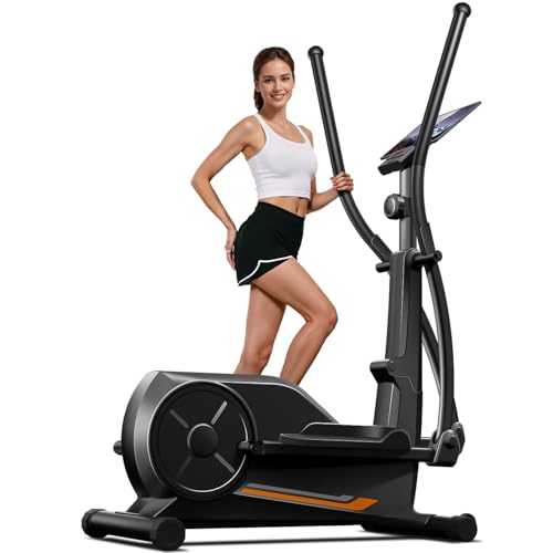 Elliptical Exercise Machine, Elliptical Training Machine for Home with Hyper-Quiet Magnetic Driving System, Compact Elliptical with 12IN Stride & LCD Monitor, 330LBS Weight Capacity
