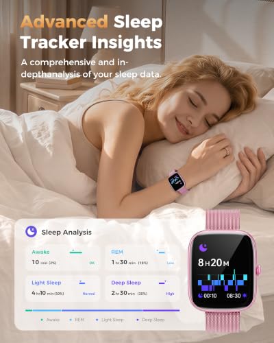 Smart Watches for Women Android/iPhone, Fitness Trackers with Answer/Call - color: Pink