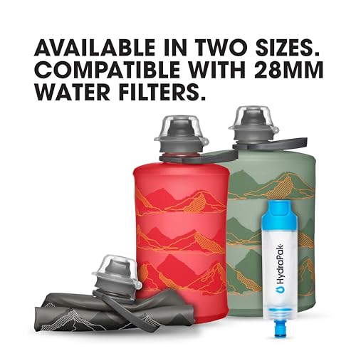 HydraPak Stow Collapsible Water Bottle (500ml, MTN Mammoth Grey) - color: MTN Mammoth Grey, style: 17oz/500ml