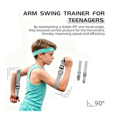 1 Pair Adjustable Arm Swing Trainer for Youth, Corrects Arm Position for Track and Field, Agility & Speed Trainin - Unisex Youth Athletes（Gray）