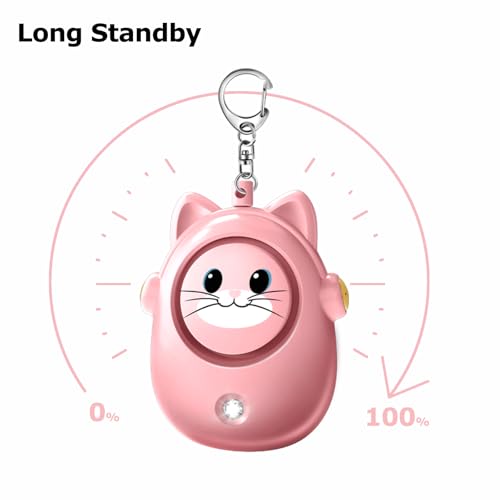 Personal Alarms Keychain, 130dB Loud Safety Siren, LED Light, Cute Cat Design Security Device for Women, Elderly, Children - color: Pink
