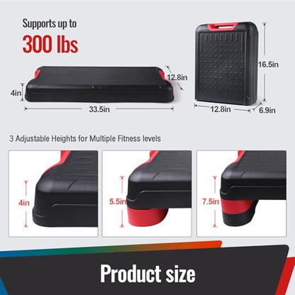 33.5" Foldable Aerobic Step Platform for Home Workout, 3 Heights