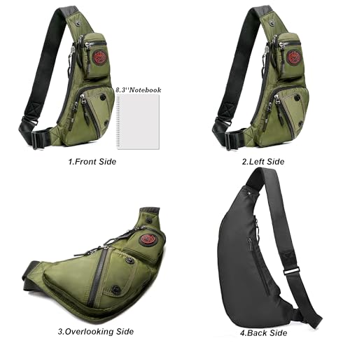 NICGID Sling Bag Chest Shoulder Backpack Crossbody Daypack for Men Women - color: Army Green-2620n