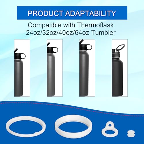 PEUTIER 26pcs Water Bottle Lid Replacement for Thermoflask 24/32/40/64oz, Water Bottle Gasket Replacement Silicone Sealing Ring Water Cup Seal Ring for Water Bottle Straw Lid Chug Lid & Chug Spout