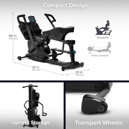 Teeter Power10 Rower with 2-Way Magnetic Resistance Elliptical Motion - Indoor Rowing Machine w/HRM Connectivity, Teeter Move App - Free Classes & Coaching - style: Power10