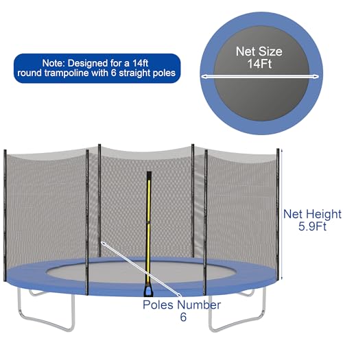 Aodaer 14ft Trampoline Safety Enclosure Net with Solar Rope Lights