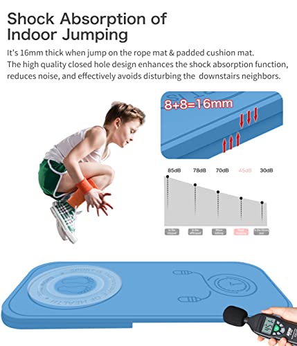 Jump Rope Mat Shockproof Exercise Skipping Mat All-Purpose Extra Thick High Density Anti-Tear Exercise Yoga Mat, Non Slip for Indoor and Outdoor - color: Light Blue