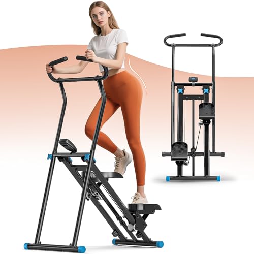 Stair Stepper for Home Gym, 350lbs Vertical Climber Machine with LCD Display, Non-Slip Pedals & 350lb Capacity Compact Folding Cardio Exercise Climber - color: Blue