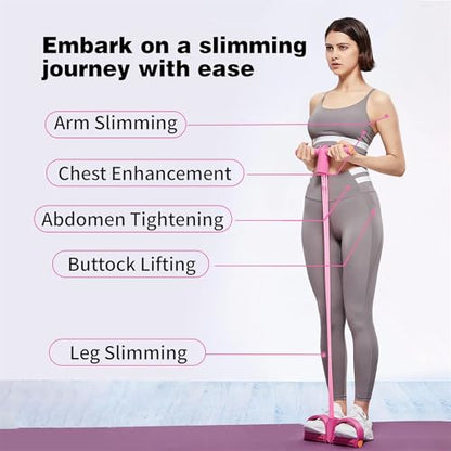 21 Fitness Resistance Bands-4 Tube Pedal Ankle Puller - 2023 New Sit up Leg Stretch Rope Exercise Bands with Handles, Stretching Workout Fitness Bands for Arm Weights Exercise Equipment - color: Pink