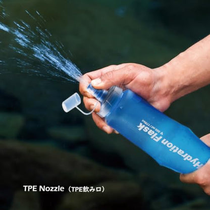 TRIWONDER Running Water Bottle Handheld Plastic Flask Hydration Vest Packs Waist Belt Replacement for Runners Marathon Cycling Hiking - color: 03 Soft Flasks - Blue - 500ml/16.9oz - 2 Packs