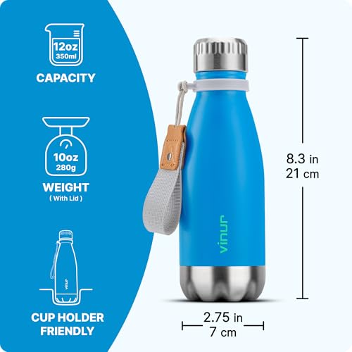 Kids Stainless Steel Water Bottle for School-12 oz Insulated Water Bottle - color: Sky Blue, size: 12 Ounces