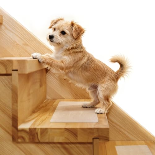 Butizone Stair Treads Non Slip 6" x 24", 15-Pack Pre-Cut Clear Anti Slip Strips for Wooden Steps Indoor, Transparent and Waterproof Grip Tape, Safety for Elderly and Dogs - size: 6" X 24"