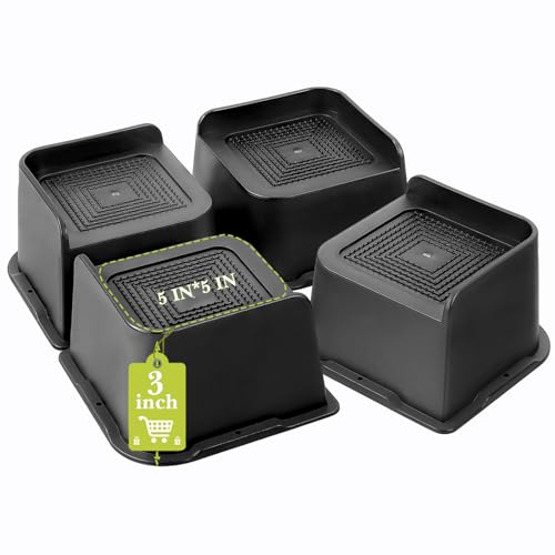 Bed Risers 2 inch, 3 inch, 4 inch, 6 inch, 8 inch Heavy Duty, Oversized Furniture Riser for Couch Sofa Table Chair Leg Frame Dorm, Support up to 6000 Lbs (Black 4 Pack, 3 inch) - color: Black 4 Pack, size: 3 Inch