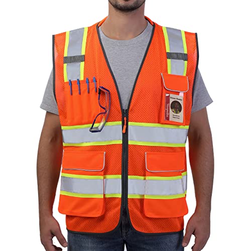 Neopelta Hi Vis Reflective Safety Vest for Men Women Orange Mesh/Yellow XL - color: Orange / Yellow Trim, size: X-Large
