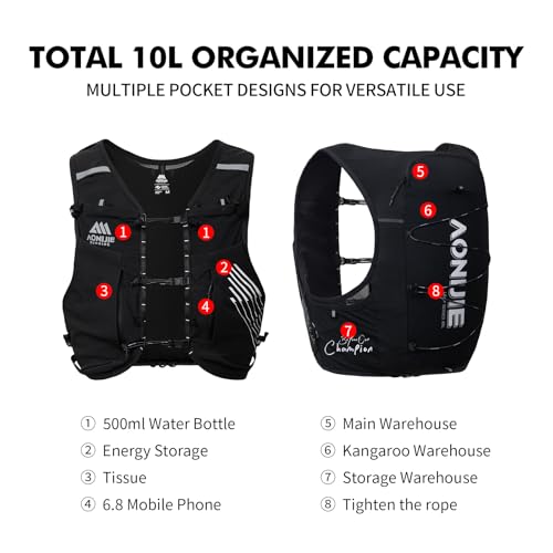 AONIJIE Running Hydration Vest for Men Women Trail Running Gear - size: XX-Large
