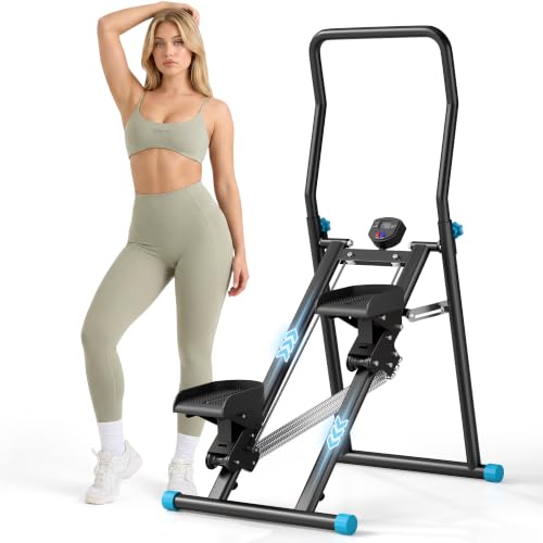 MOMODA Stair Stepper Resistance Adjustable Folding Vertical Climber Machine for Home Gym