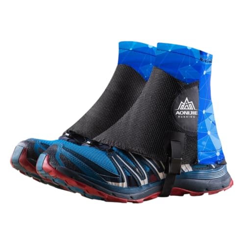 JEELAD Low Trail Gaiters Reflective Running Gaiters Ankle Gators Lightweight Hiking Walking Gaiters for Men Women - color: 01 Blue - L