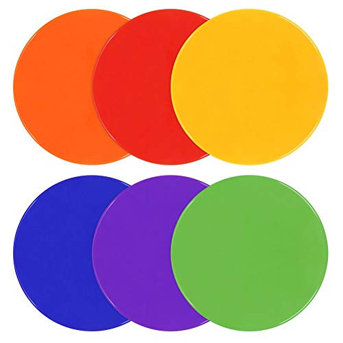 Poly Spots 4 Inch and 9 Inch Spot Markers for Gym Floor Flat Cones - style: 6Pcs 9inch 6colors