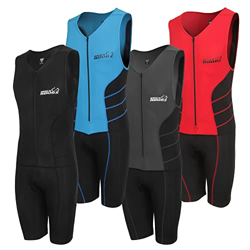 Triathlon Suit Men Racing Tri Cycling Skin Suit Sleeveless - Bonus Race Bib Belt - color: Gray, size: Large