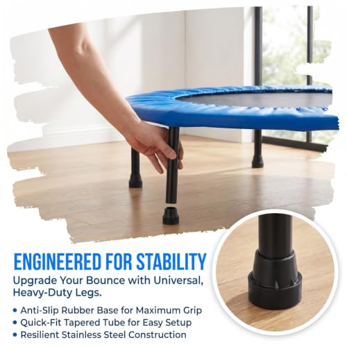 Homoyoyo 4pcs Trampoline Leg Replacement with Pad Universal Stainless Steel Trampoline Tube Legs with Rubber Covers