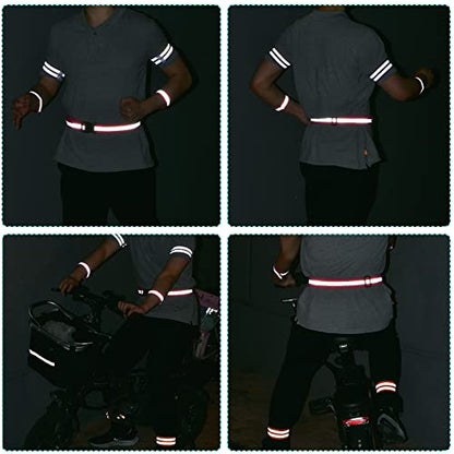 MECCANIXITY Reflective Bands for Arm Wrist Ankle - color: Red, size: 14x1.5 Inch