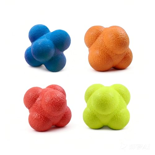 Reaction Balls 4 Pack, 2.8 Inch - Baseball Handball Reflex Training Equipment, Hand-Eye Coordination, Speed Reflex Trainer for Agility Games and Garden Family Gatherings