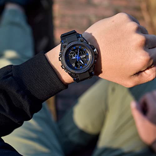 KXAITO Men's Watches Sports Outdoor Waterproof Military Watch Date Multi Function Tactics LED Alarm Stopwatch - color: 26_Blue