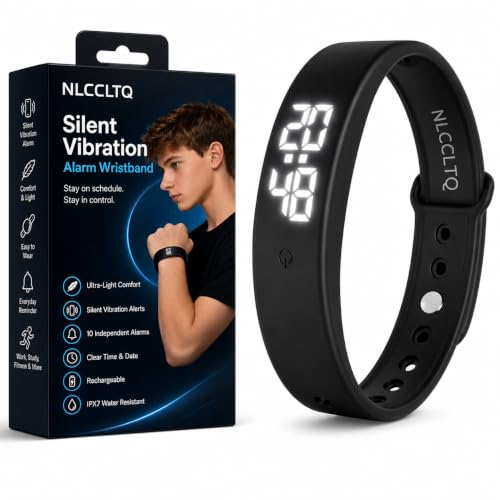 Vibrating Alarm Wristband Vibration Wrist Watch Silent Shock Bracelet for Heavy Sleepers Wake up Band with Long Distance Touch Smart Small Digital Power Electric Failure Pulsera Inteligente Mens