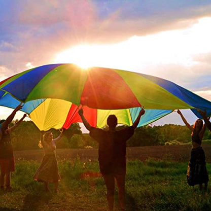 Sonyabecca Parachute, Play Parachute 10ft 12ft 16ft with 12 Handles 20ft 24ft with 16 Handles for Kids Cooperation Group Play (12 Feet) - size: 12FT with 12 Handles