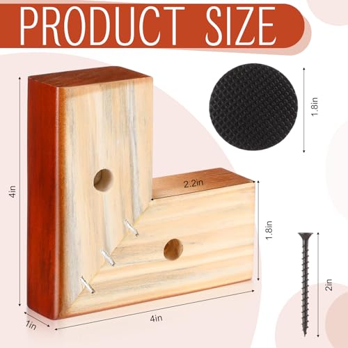 Geelin 8 Pack 1 Inch Wood Furniture Risers L-Shaped Bed Riser, Brown - color: Brown, size: 1 Inch